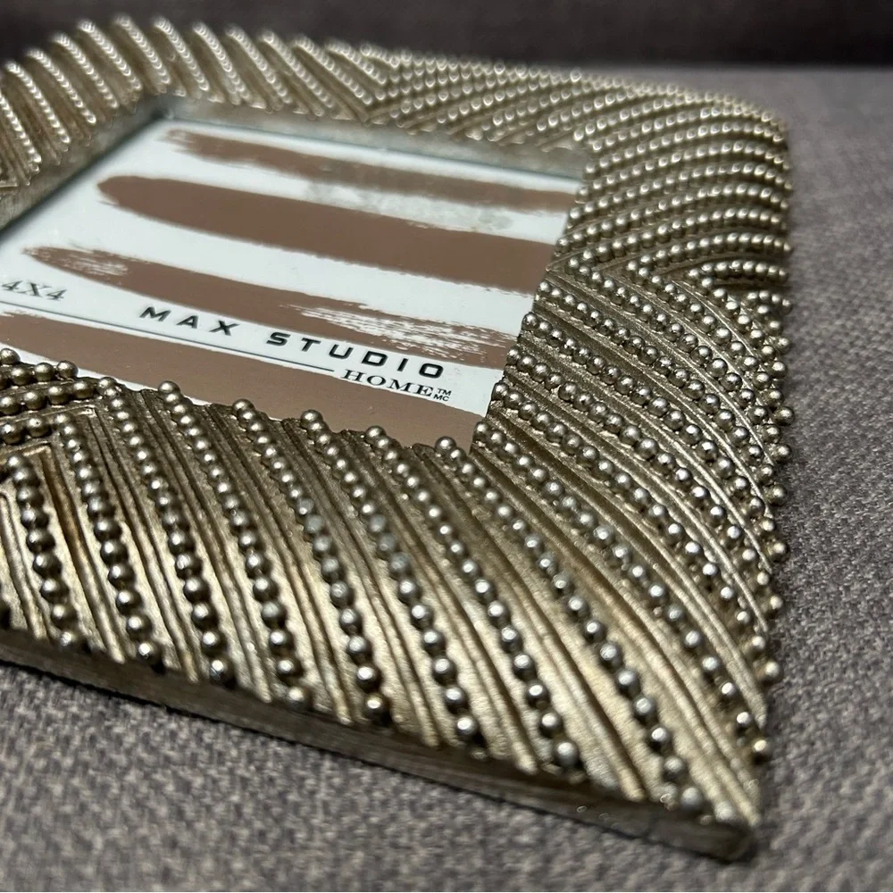 Vtg MAX STUDIO Metallic Textured Geometric Design Picture Frame #10202510